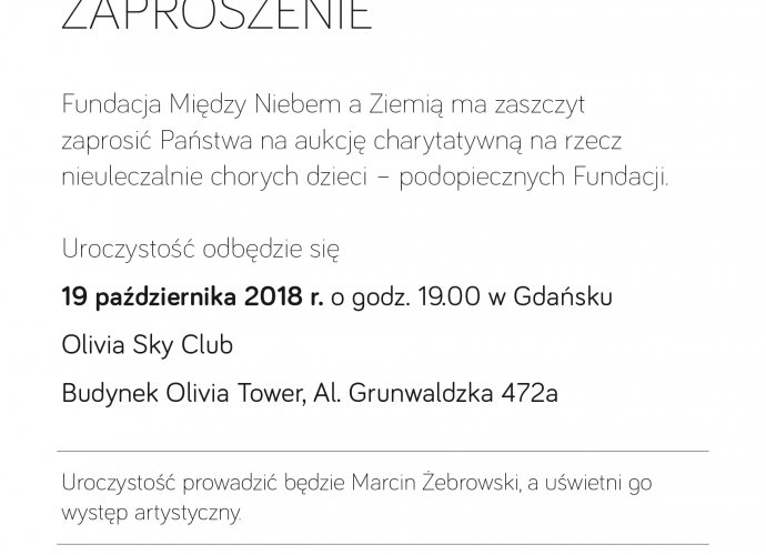 Fundacja Między Niebem a Ziemią - aktualność Aukcja charytatywna Gdańsk