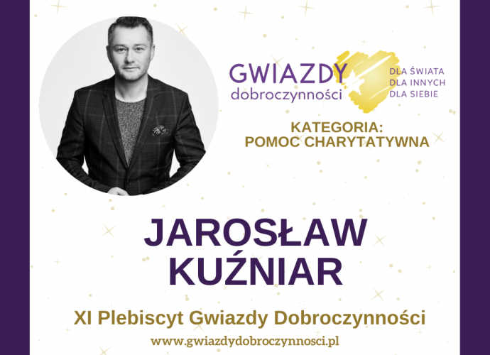 Fundacja Między Niebem a Ziemią - aktualność Nominacja dla Jarosława Kuźniara w konkursie Gwiazdy Dobroczynności